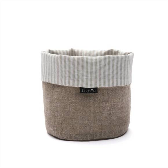 NEW LINENME linen-cotton basket jazz in beige natural striped - Picture 1 of 2